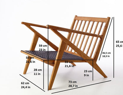 Handmade Mid-Century Wood Lounge Chair