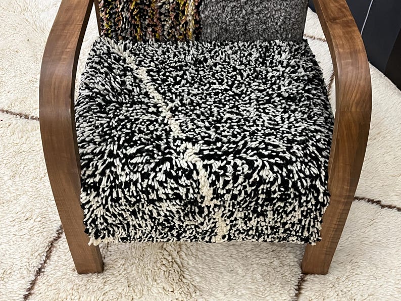 Boho-Chic Multicolor Textured Armchair with Wooden Frame