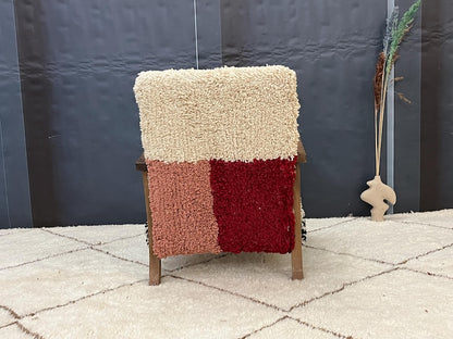 Boho-Chic Multicolor Textured Armchair with Wooden Frame